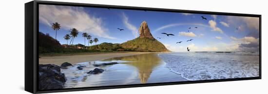 Brazil, Fernando De Noronha, Conceicao Beach with Morro Pico Mountain in the Background-Michele Falzone-Framed Stretched Canvas