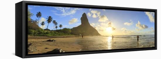 Brazil, Fernando De Noronha, Conceicao Beach with Morro Pico Mountain in the Background-Michele Falzone-Framed Stretched Canvas