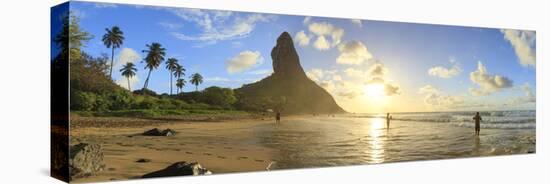 Brazil, Fernando De Noronha, Conceicao Beach with Morro Pico Mountain in the Background-Michele Falzone-Stretched Canvas