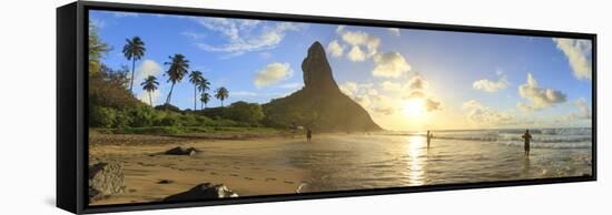 Brazil, Fernando De Noronha, Conceicao Beach with Morro Pico Mountain in the Background-Michele Falzone-Framed Stretched Canvas