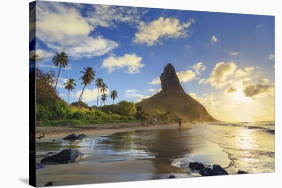 Brazil, Fernando De Noronha, Conceicao Beach with Morro Pico Mountain in the Background-Michele Falzone-Stretched Canvas