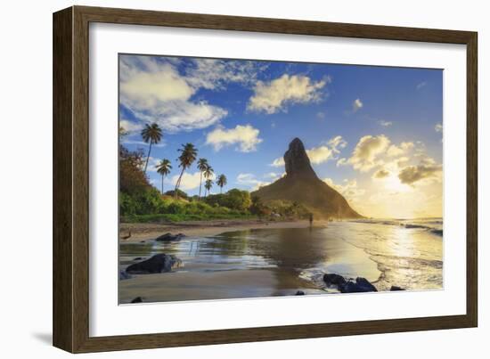 Brazil, Fernando De Noronha, Conceicao Beach with Morro Pico Mountain in the Background-Michele Falzone-Framed Photographic Print