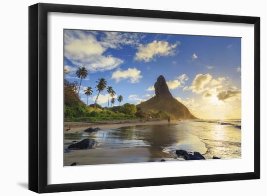 Brazil, Fernando De Noronha, Conceicao Beach with Morro Pico Mountain in the Background-Michele Falzone-Framed Photographic Print