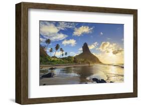 Brazil, Fernando De Noronha, Conceicao Beach with Morro Pico Mountain in the Background-Michele Falzone-Framed Photographic Print