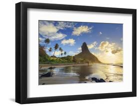 Brazil, Fernando De Noronha, Conceicao Beach with Morro Pico Mountain in the Background-Michele Falzone-Framed Photographic Print