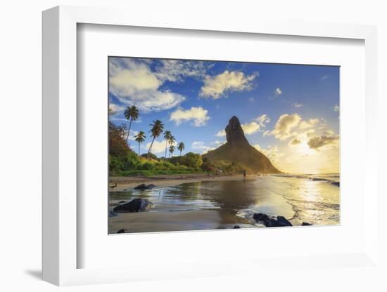 Brazil, Fernando De Noronha, Conceicao Beach with Morro Pico Mountain in the Background-Michele Falzone-Framed Photographic Print