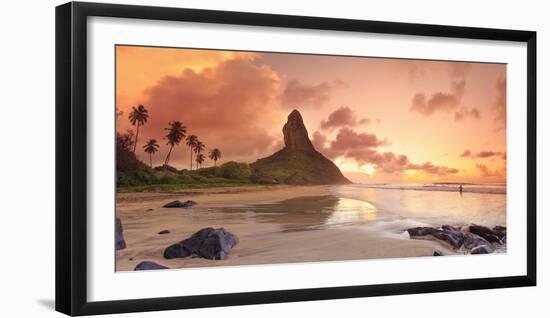 Brazil, Fernando De Noronha, Conceicao Beach with Pico De Morro Mountain in the Background-Michele Falzone-Framed Photographic Print