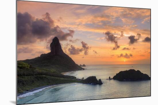 Brazil, Fernando De Noronha, Conceicao, Meio and Cachorro Beach with Morro De Pico Mountain-Michele Falzone-Mounted Photographic Print