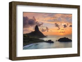 Brazil, Fernando De Noronha, Conceicao, Meio and Cachorro Beach with Morro De Pico Mountain-Michele Falzone-Framed Photographic Print