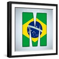 Brazil Flag Brazilian Alphabet Letters Words-gubh83-Framed Art Print