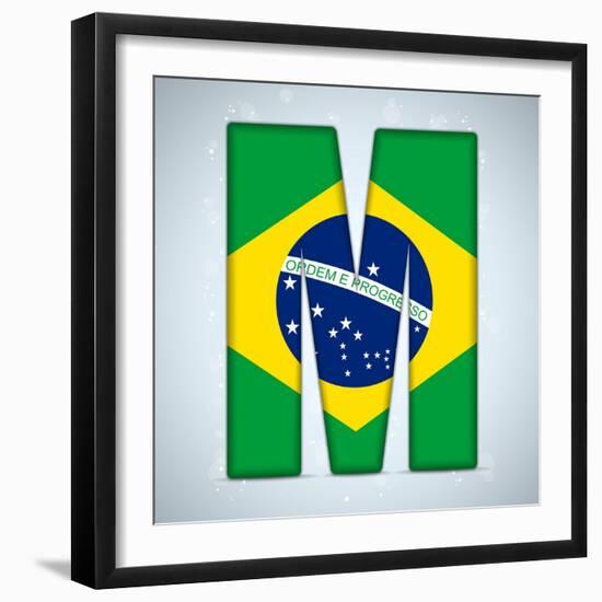 Brazil Flag Brazilian Alphabet Letters Words-gubh83-Framed Art Print