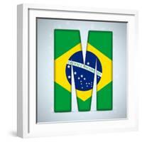 Brazil Flag Brazilian Alphabet Letters Words-gubh83-Framed Art Print