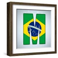 Brazil Flag Brazilian Alphabet Letters Words-gubh83-Framed Art Print