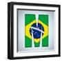 Brazil Flag Brazilian Alphabet Letters Words-gubh83-Framed Art Print