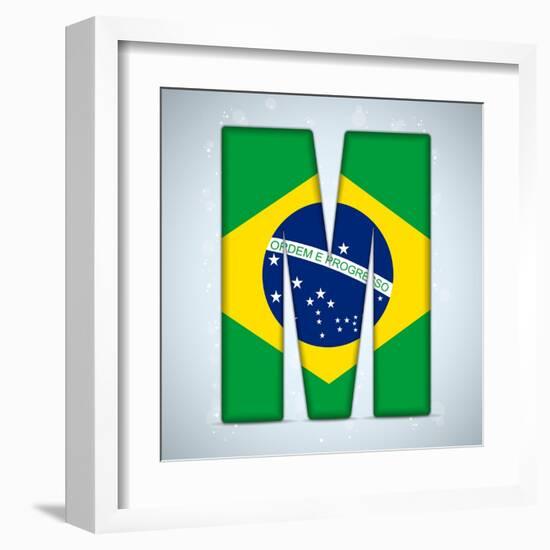 Brazil Flag Brazilian Alphabet Letters Words-gubh83-Framed Art Print