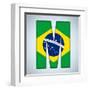 Brazil Flag Brazilian Alphabet Letters Words-gubh83-Framed Art Print