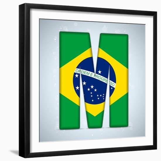 Brazil Flag Brazilian Alphabet Letters Words-gubh83-Framed Premium Giclee Print