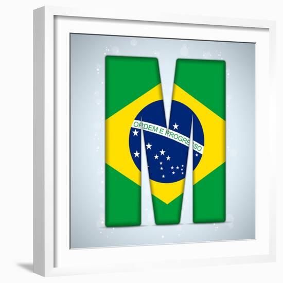 Brazil Flag Brazilian Alphabet Letters Words-gubh83-Framed Premium Giclee Print