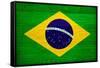 Brazil Flag Design with Wood Patterning - Flags of the World Series-Philippe Hugonnard-Framed Stretched Canvas