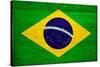 Brazil Flag Design with Wood Patterning - Flags of the World Series-Philippe Hugonnard-Stretched Canvas