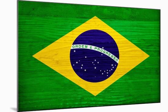 Brazil Flag Design with Wood Patterning - Flags of the World Series-Philippe Hugonnard-Mounted Art Print