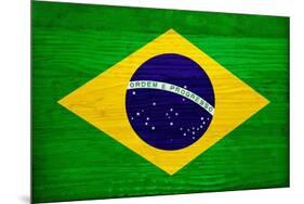 Brazil Flag Design with Wood Patterning - Flags of the World Series-Philippe Hugonnard-Mounted Art Print