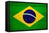 Brazil Flag Design with Wood Patterning - Flags of the World Series-Philippe Hugonnard-Framed Stretched Canvas