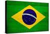 Brazil Flag Design with Wood Patterning - Flags of the World Series-Philippe Hugonnard-Stretched Canvas