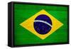 Brazil Flag Design with Wood Patterning - Flags of the World Series-Philippe Hugonnard-Framed Stretched Canvas