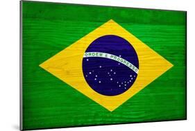 Brazil Flag Design with Wood Patterning - Flags of the World Series-Philippe Hugonnard-Mounted Art Print