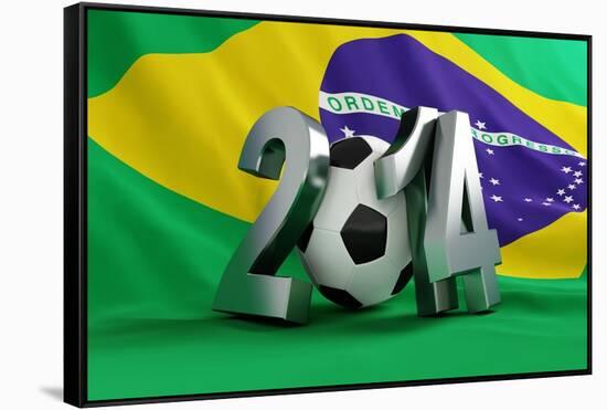 Brazil Flag Football-3dfoto-Framed Stretched Canvas