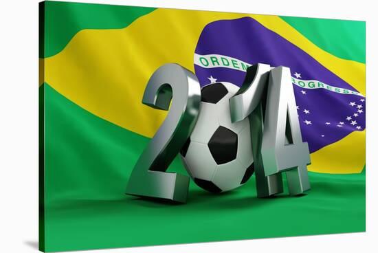 Brazil Flag Football-3dfoto-Stretched Canvas