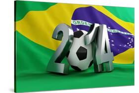 Brazil Flag Football-3dfoto-Stretched Canvas