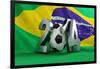 Brazil Flag Football-3dfoto-Framed Art Print