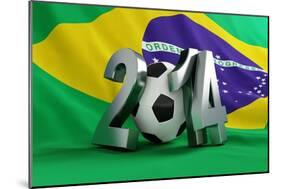 Brazil Flag Football-3dfoto-Mounted Premium Giclee Print