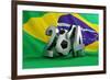 Brazil Flag Football-3dfoto-Framed Art Print