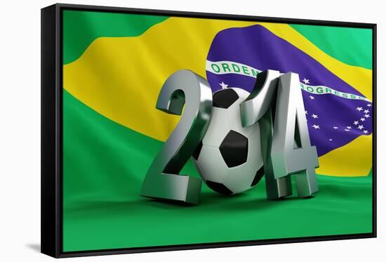 Brazil Flag Football-3dfoto-Framed Stretched Canvas