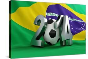 Brazil Flag Football-3dfoto-Stretched Canvas