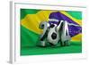 Brazil Flag Football-3dfoto-Framed Art Print