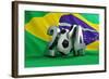 Brazil Flag Football-3dfoto-Framed Art Print