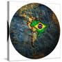 Brazil Flag On Globe Map-michal812-Stretched Canvas