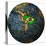 Brazil Flag On Globe Map-michal812-Stretched Canvas