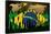 Brazil - Flag Style Of People Silhouettes And World Map Background-ilolab-Framed Stretched Canvas