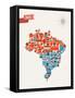 Brazil Geometric Figures Map-cienpies-Framed Stretched Canvas
