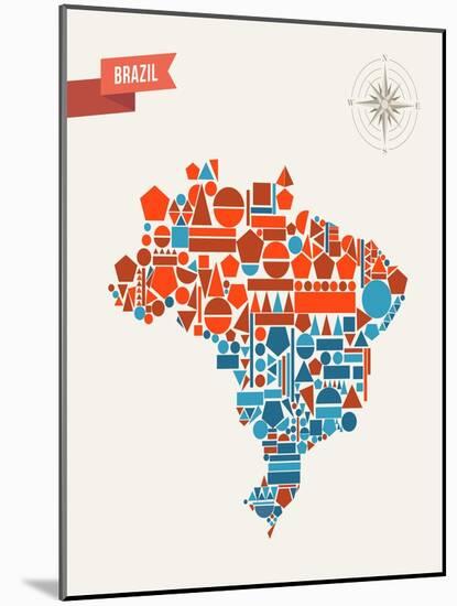 Brazil Geometric Figures Map-cienpies-Mounted Art Print