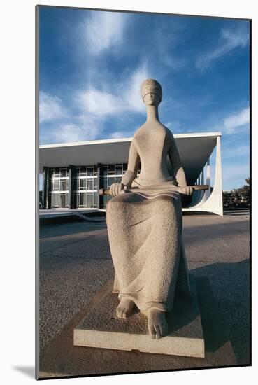 Brazil, Goias State, Brasilia, Statue of Justice-null-Mounted Giclee Print