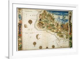 Brazil: Map And Native Indians-null-Framed Giclee Print