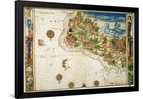 Brazil: Map And Native Indians-null-Framed Giclee Print