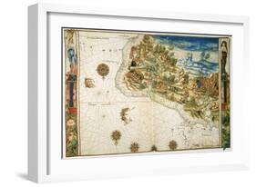 Brazil: Map And Native Indians-null-Framed Giclee Print