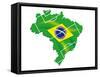 Brazil Map Flag Soccer-talitha-Framed Stretched Canvas